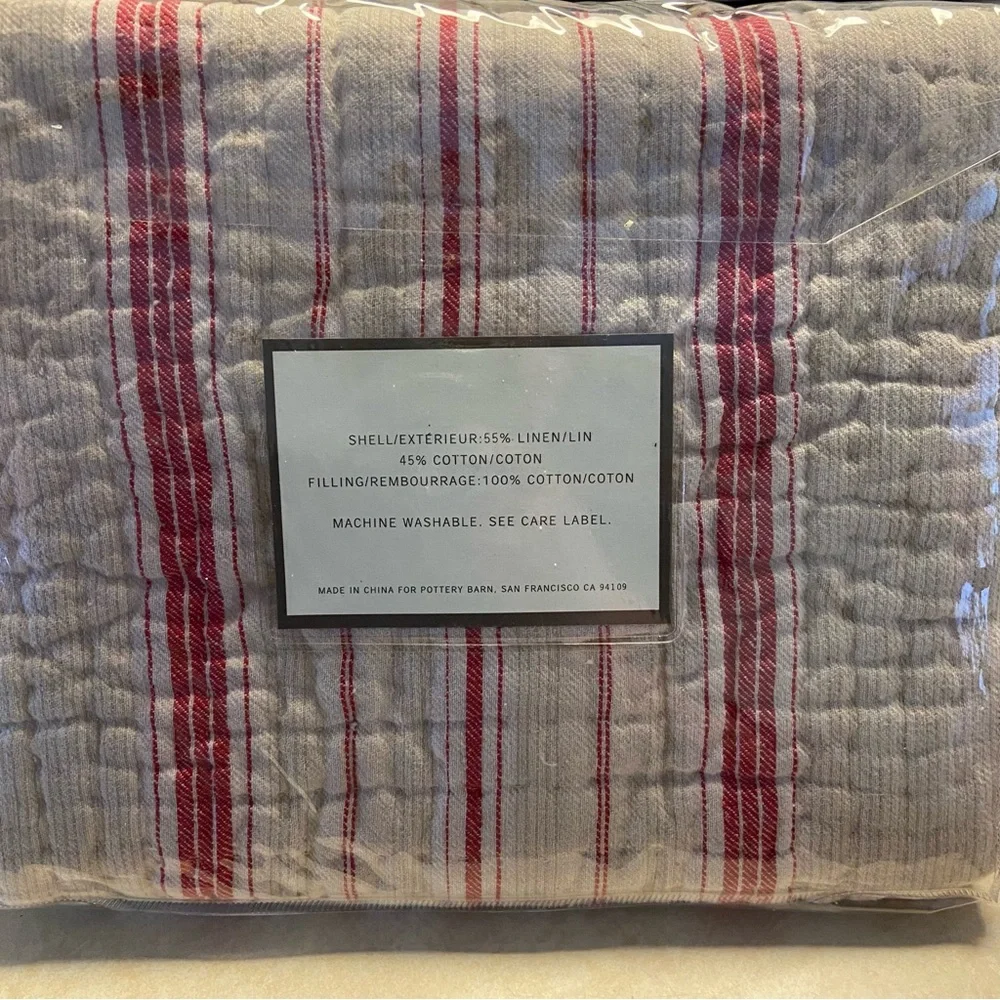Pottery Barn Pillow Shams Brooke Patchwork Set Of 2 Linen Blend European New